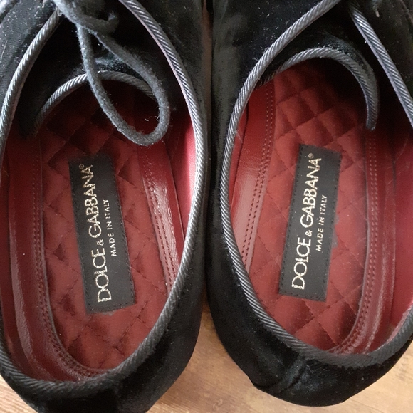 Dolce & Gabbana - RUNWAY Baroque Velvet Shoes Black/Red-8 - Picture 10 of 13